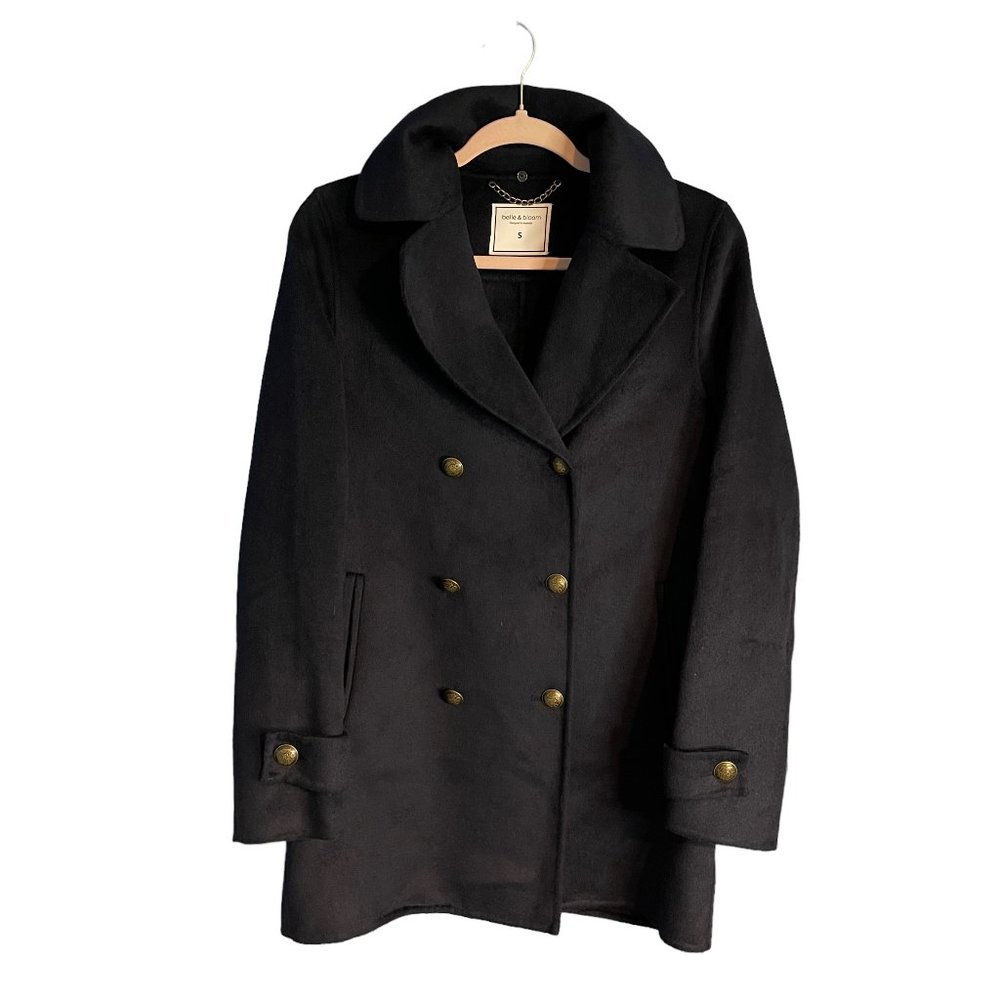 Belle & Bloom Jacket Womens Small Navy‎ Double Breasted Academia Preppy